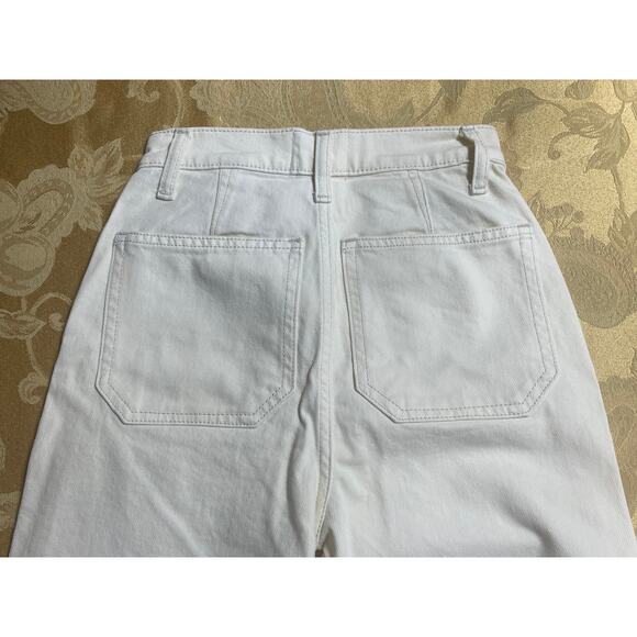 Reformation Size 23 Womens Jeans White Alyssa Stretch HighRise Wide Leg Cropped - Picture 4 of 12